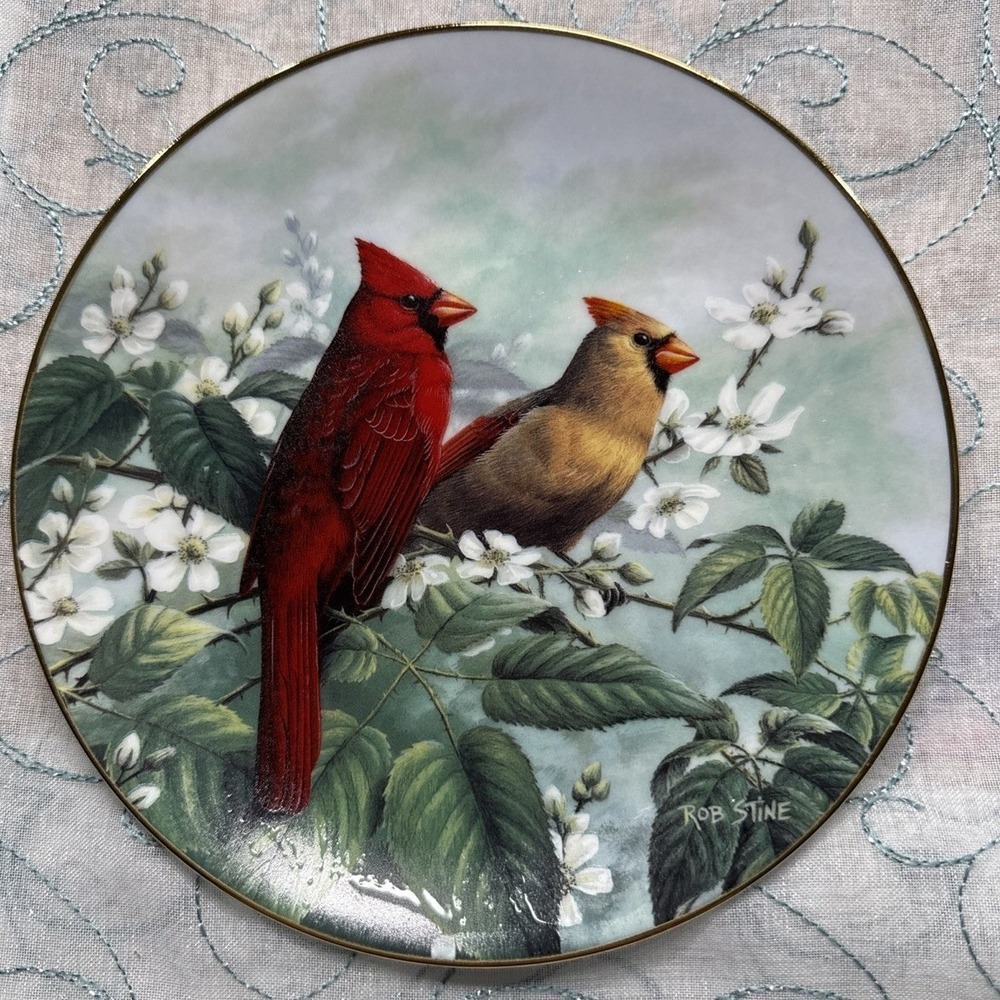 W.S. George‎ Springtime Splendor Cardinals Collector Plate Rob Stine 1992 COA